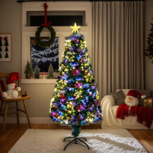 6FT Fiber Optic Christmas Tree Pre Lit Artificial for Living Room Store Party Green 1PCS
