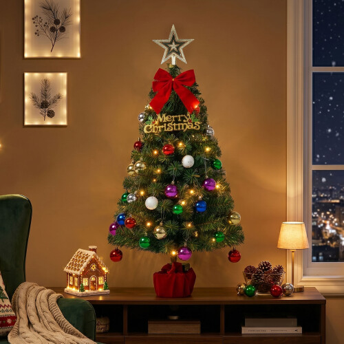 Pre-Lit Artificial Christmas Tree Mini Tabletop for Home Indoor Green 1PCS 1