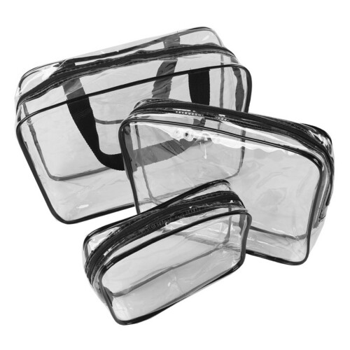 Transparente Kosmetiktaschen 3er Set mit 2