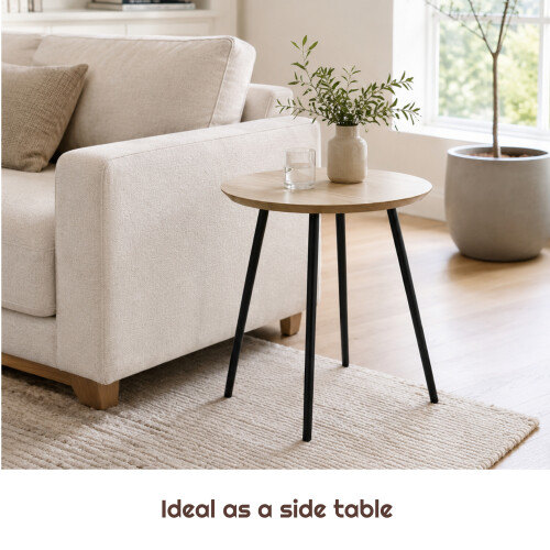 Oak Side Table with Metal Legs Wooden Coffee Table 2