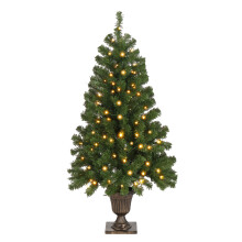 Pre-Lit Artificial Christmas Tree Remote Control for Home Office Party Green 1PCS