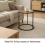Round Oak Finish Side Table Black Metal Legs 3