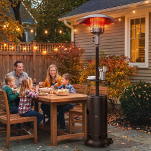 Outsunny Gas Patio Heater w/ Table Tray, 13 kW Propane Outdoor Heater, Brown