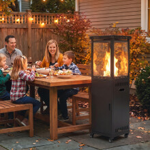 Outsunny Gas Patio Heater, 13 kW Portable Propane Outdoor Heater, Black