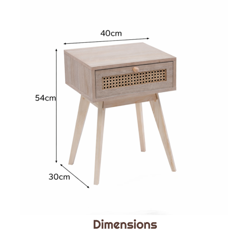 Cane Bedside Table Wooden Side Cabinet Natural 1