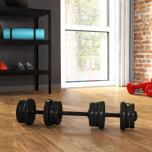 SPORTNOW 20KGS 2-in-1Adjustable Barbell & Dumbbells Set, Black and Green