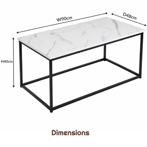 Marble Effect Living Room Coffee Side Table Set 1