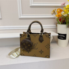 (Light brown, 25*11.5*19.5) Retro printed tote bag square commuter bag