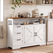 HOMCOM Sideboard Buffet Cabinet with Storage and Power Outlet, White