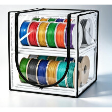 Nastopee 3D Printer Filament Storage Box, 24 Spool Holder Rack, 2-Tier Metal Filament Organiser with Clear Cover for PLA PETG ABS TPU