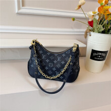 (Black, 30*19*11) Retro old flower crescent armpit bag, large capacity women's bag that can be worn cross-body