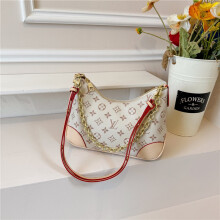 (White, 30*19*11) Retro old flower crescent armpit bag, large capacity women's bag that can be worn cross-body