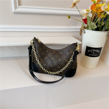 (Dark brown, 30*19*11) Retro old flower crescent armpit bag, large capacity women's bag that can be worn cross-body