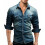 (Light Blue,M)Herren Freizeit Jeanshemd mit Kragen Ausschnitt Mode Langarm Geschenk Kleidung 2