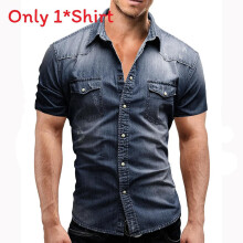 (Dark Blue,S)Camisa masculina moderna manga curta buttondown roupas para jovens aparência urbana