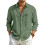 (Sky Blue,M)Camicia cardigan uomo larga cotone lino con maniche lunghe e colletto classico per stile urban 3