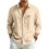 (Black,M)Camicia cardigan uomo larga cotone lino con maniche lunghe e colletto classico per stile urban 6
