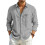 (Black,M)Camicia cardigan uomo larga cotone lino con maniche lunghe e colletto classico per stile urban 5