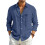 (Sky Blue,M)Camicia cardigan uomo larga cotone lino con maniche lunghe e colletto classico per stile urban 7