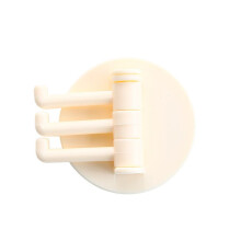 (Beige)Rotatable Seamless Adhesive Hook Strong Bearing Stick Kitchen Towel Hanger Wall