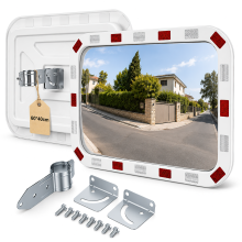Misvayli Driveway Traffic Mirror 60x40cm, Rectangular Convex Security Mirror 130-160° Wide Angle with Metal Mount for Garage Car Park