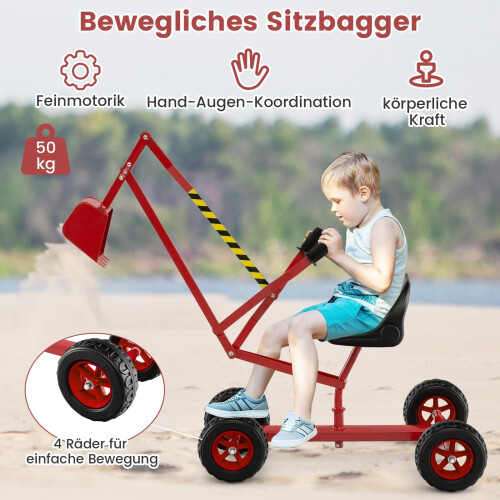 Kindergraafmachine met 360 draaibare stoel, rood 2
