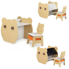 Ensemble table et chaise pour enfants avec rangement et tableau blanc
