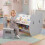 Mesa de arte infantil 3 em 1 com espaço para guardar objetos e cadeira de urso. 1