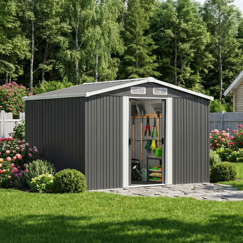 6x8 FT Large Metal Garden Storage Shed 1