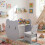 Mesa de arte infantil 3 em 1 com espaço para guardar objetos e cadeira de urso. 6