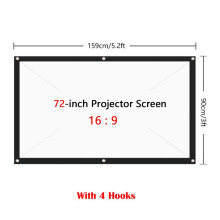 (72 inch + 4 Hooks)Portable Foldable Projector Screen 169 Hd Outdoor Home Cinema Theater Movie 3d