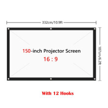 (150 inch+ 12 Hooks)Portable Foldable Projector Screen 169 Hd Outdoor Home Cinema Theater Movie 3d
