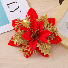 (StyleE)Christmas Flowers Decorative With Shiny Finish For Holiday Tree And Props Party