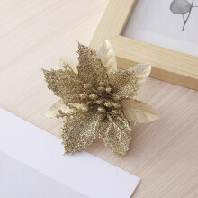 (StyleQ)Christmas Flowers Decorative With Shiny Finish For Holiday Tree And Props Party