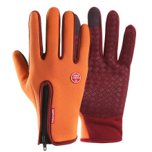 (Orange,XL)Luvas de inverno unissex quentes pretas à prova d'água à prova d'água para esportes ao ar livre
