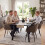 (Set of 5)Dining Table and Chairs Set, Rectangular Wooden Table with 4 Armchairs 5