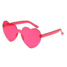 (Rose)Heart Shaped Love Rimless Sunglasses Transparent Cute Candy Color Glasses