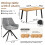 (Set of 7)Dining Table and Chairs Set, Rectangular Wooden Table with 6 Grey Armchairs 2