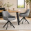 (Set of 7)Dining Table and Chairs Set, Rectangular Wooden Table with 6 Grey Armchairs 5