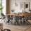 (Set of 7)Dining Table and Chairs Set, Rectangular Wooden Table with 6 Grey Armchairs 4