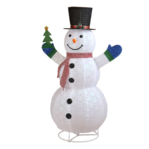 5.7ft Pull Up Pre-lit Snowman Holding Small Tree Christmas Garden Holiday Decor 2