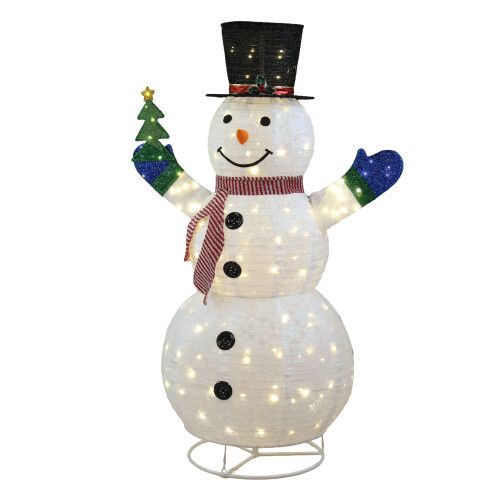 5.7ft Pull Up Pre-lit Snowman Holding Small Tree Christmas Garden Holiday Decor 1