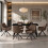 (Set of 7)Dining Table and Chairs Set, Rectangular Wooden Table with 6 Brown Armchairs 1