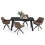 (Set of 5)Dining Table and Chairs Set, Rectangular Wooden Table with 4 Brown Armchairs 2