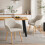 (Set of 7)Dining Table and Chairs Set Rectangular Wooden Table with 6 Upholstered Armchairs 5