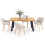 (Set of 5)Dining Table and Chairs Set Rectangular Wooden Table with 4 Upholstered Armchairs 2