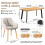 (Set of 5)Dining Table and Chairs Set Rectangular Wooden Table with 4 Upholstered Armchairs 3