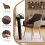 (Set of 7)Dining Table and Chairs Set, Rectangular Wooden Table with 4 Brown Armchairs 4