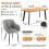 (Set of 5)Dining Table and Chairs Set, Rectangular Wooden Table with 4 Gray Armchairs 2