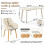 (Travertine, Set of 5)Dining Table and Chairs Set Rectangular Wooden Table with 4 Beige Armchairs 2